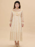 Vintage Lace Ruffle Long Dress