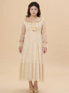 Vintage Lace Ruffle Long Dress