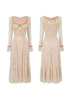Vintage Lace Ruffle Long Dress