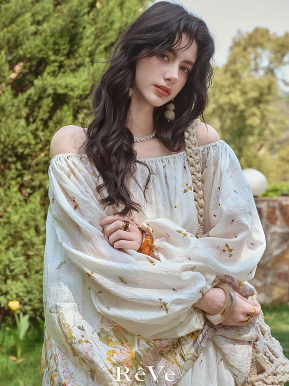 Meadow Bloom Off-Shoulder Top & Maxi Skirt