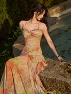 Sunset Garden Chiffon Maxi Dress