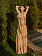 Sunset Garden Chiffon Maxi Dress