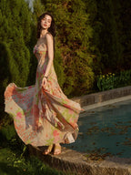 Sunset Garden Chiffon Maxi Dress