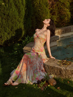 Sunset Garden Chiffon Maxi Dress
