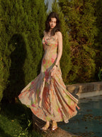 Sunset Garden Chiffon Maxi Dress
