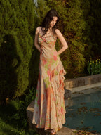 Sunset Garden Chiffon Maxi Dress
