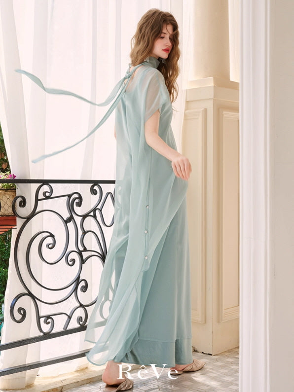 Ethereal Bow-Tie Sheer Dress