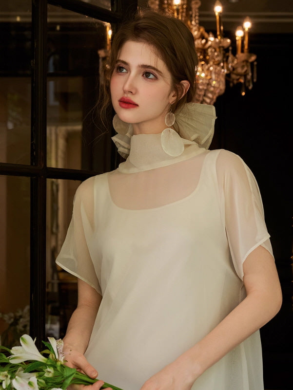 Ethereal Bow-Tie Sheer Dress