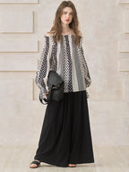 Vintage Polka Dot Off-Shoulder Blouse