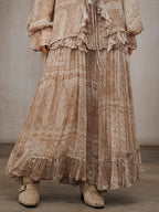 Romantic Beige Lace Blouse & Skirt