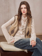 Vintage Embroidered Linen Blend Vest