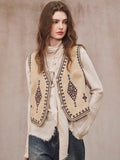 Vintage Embroidered Linen Blend Vest
