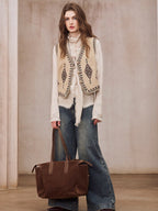 Vintage Embroidered Linen Blend Vest