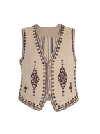 Vintage Embroidered Linen Blend Vest