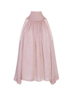 Blush Cold-Shoulder Chiffon Blouse