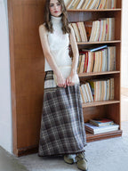 Vintage Plaid Pocket Maxi Skirt
