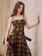 Golden Plaid Vintage Dress