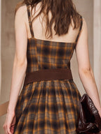 Golden Plaid Vintage Dress