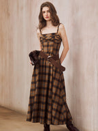 Golden Plaid Vintage Dress