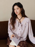 Romantic Ruffle Floral Embroidered Cardigan