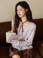 Romantic Ruffle Floral Embroidered Cardigan