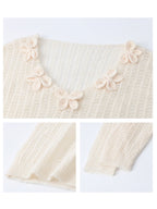 Romantic Flower Detail Knit Blouse