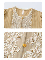 Vintage Beige Lace Panel Blouse