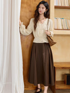 Romantic Lace Trim Vintage Blouse