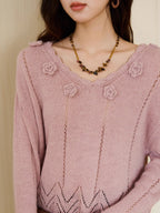Blush Knit Rose Sweater