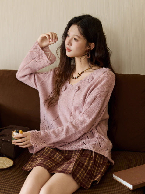 Blush Knit Rose Sweater