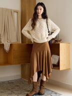 Classic Brown Asymmetrical Skirt