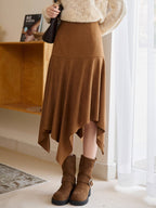Classic Brown Asymmetrical Skirt