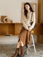 Classic Brown Asymmetrical Skirt