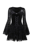 Gothic Lace Bell Sleeve Corset Dress