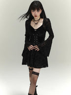 Gothic Lace Bell Sleeve Corset Dress