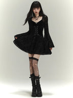 Gothic Lace Bell Sleeve Corset Dress