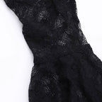 Black Velvet Lace Bell Sleeve Gothic Dress
