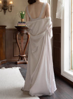 Black Lace Trim Ivory Sheer Robe & Nightgown Set