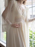Dreamy Lace Drape Ivory Nightgown Set