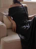 Midnight Charcoal Draped Lounge Dress