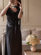 Midnight Charcoal Draped Lounge Dress