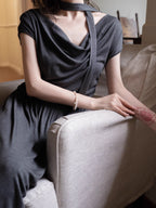 Midnight Charcoal Draped Lounge Dress