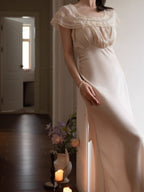 Victorian Lace Collar Cream Nightgown