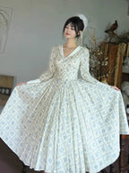 Blue Garden Cotton Vintage Dress