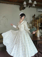 Blue Garden Cotton Vintage Dress