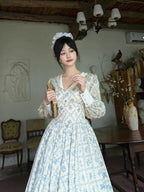 Blue Garden Cotton Vintage Dress