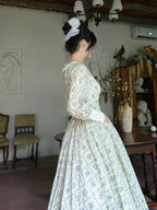 Blue Garden Cotton Vintage Dress
