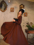 Chocolate Vintage Square-Neck Dress