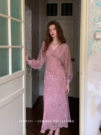 Dusty Rose Floral Chiffon Dress