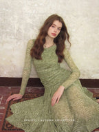 Olive Textured Long Dress